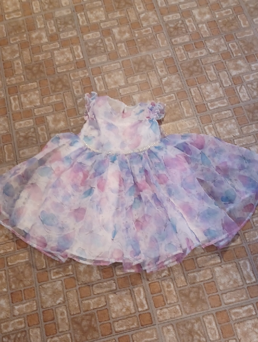 Blueberi Boulevard Pastel Watercolor Floral Tulle Dress Size4